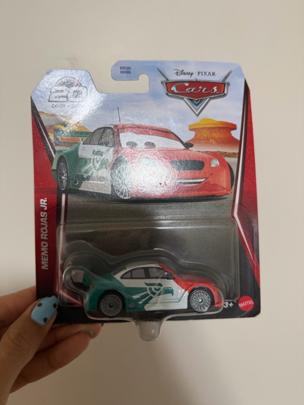 Mattel Cars Memo Rojas Jr. Green, Red & White Die-Cast Race Car